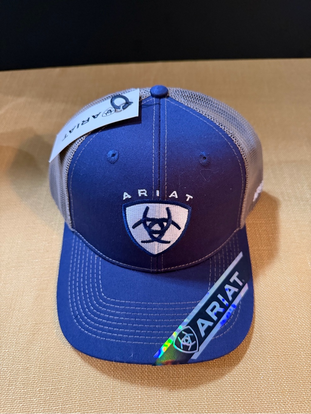 Ariat Navy Blue and Gray Mesh Trucker Hat